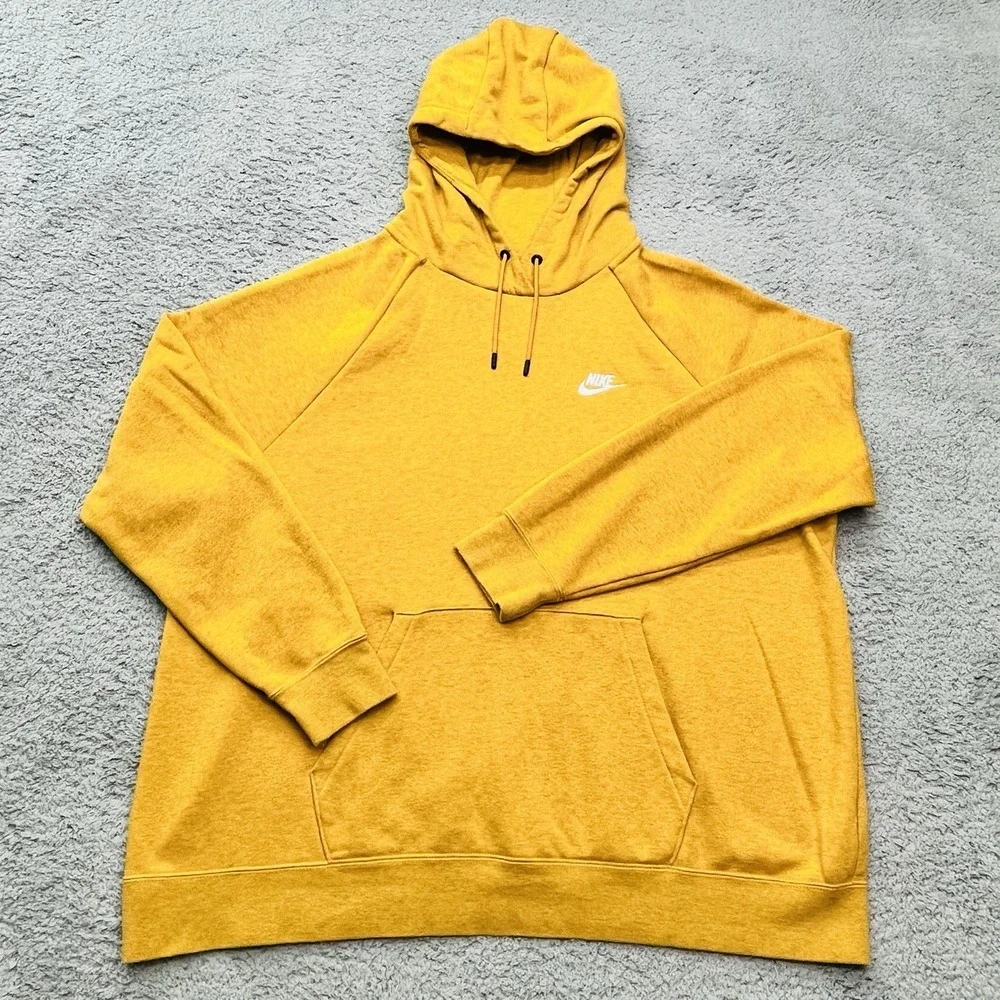 Nike Essential Mustard Heather Fleece Hoodie Womens 2X Gold Pullover Streetwear